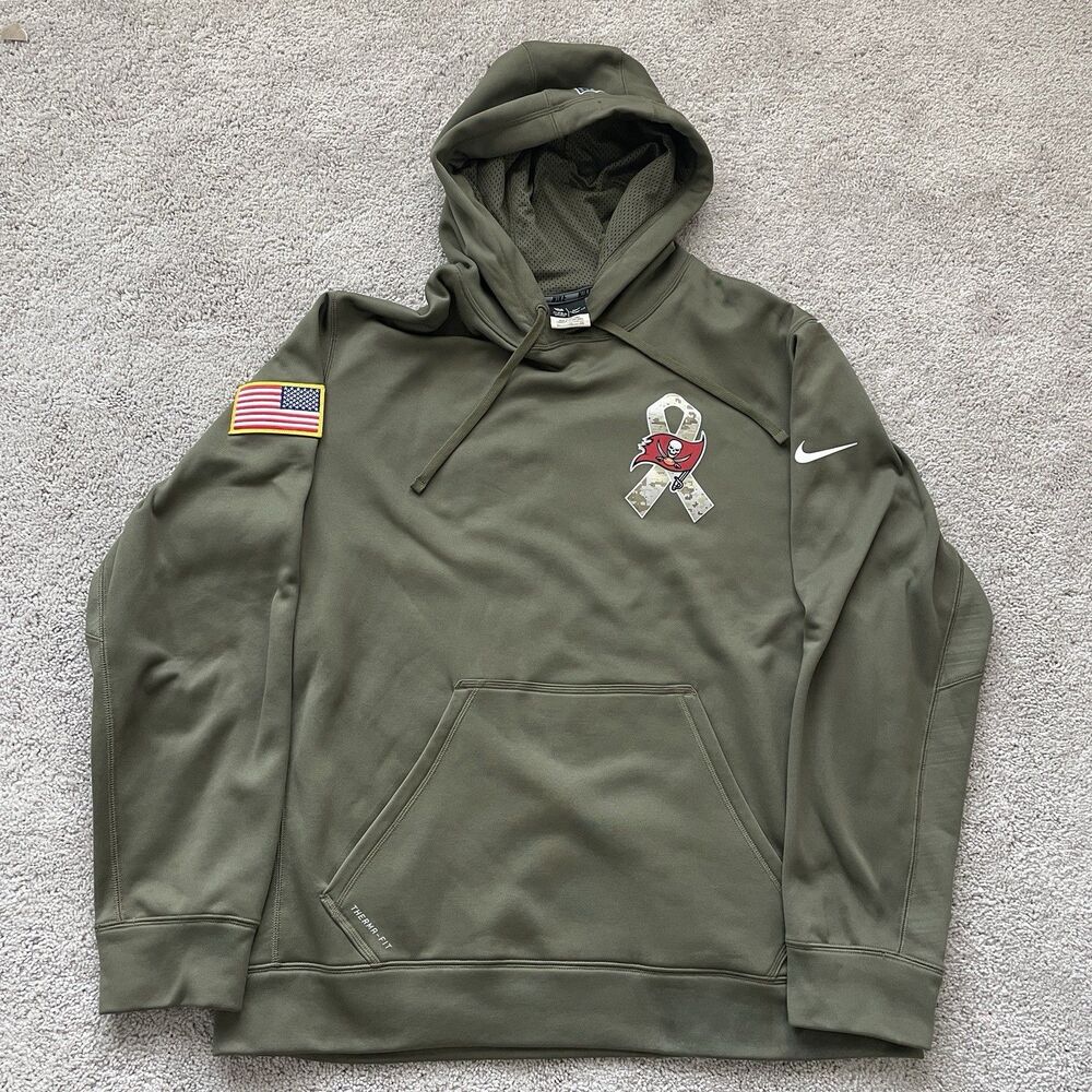 2014 Nike Mens Tampa Bay Bucs Salute To Service Hoodie XL Therma-fit Olive Green